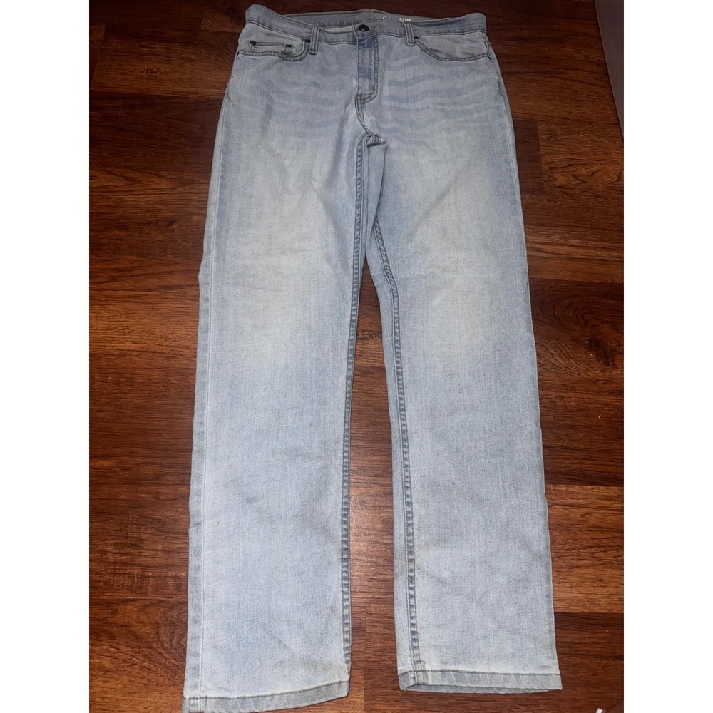 George Slim Fit Mens Light Wash Denim Jeans 31x30 Light Blue GM81109